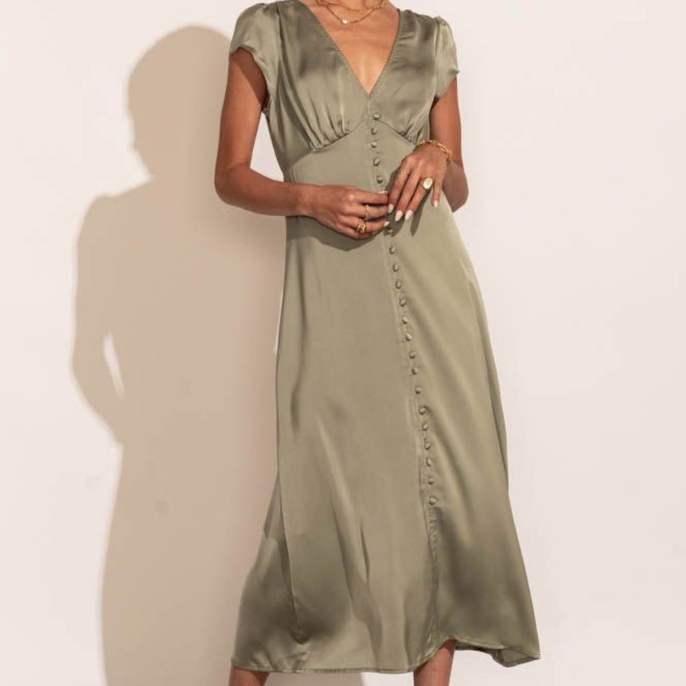 Böhme Mandy Midi Dress in Sage